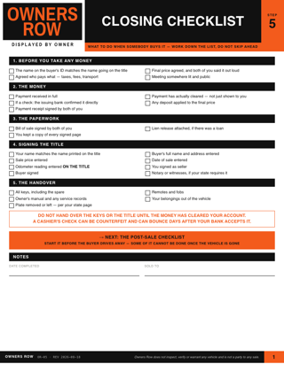 Closing Checklist
