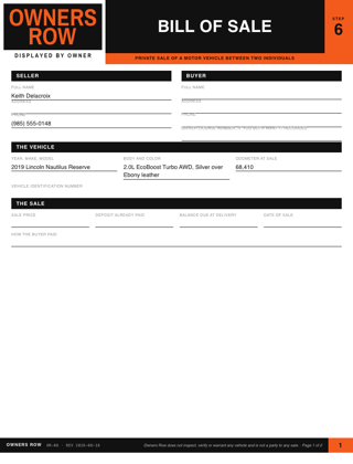 Bill of Sale